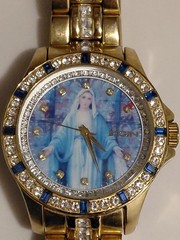 Elgin Women&rsquo;s Analog Quartz Religious Dial Gold Tone Bracelet Gem-Set Bezel