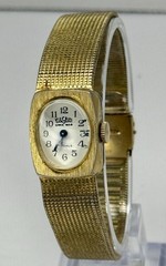 Vintage Vulcain Ladies 17 Jewel Mechanical WindUp Swiss Watch GoldTone 16mm 7.5”