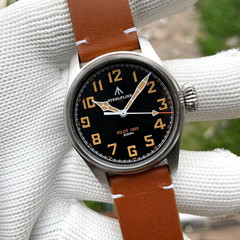 39MM STEELFLIER Pilot Quartz Diver Watch Men&rsquo;s Leather Waterproof Luminous NEW