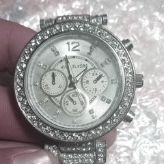 Michael Kors Parker Women&rsquo;s Chronograph Quartz Silver Tone Crystal Bezel 39mm