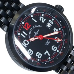 ZENO-WATCH BASEL B554Q-GMT-bk-a1-MRD Mens Quartz SS 45mm Black
