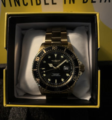 Invicta Pro Diver Men&rsquo;s Gold Stainless Steel Black Dial Quartz Date 43mm Watch
