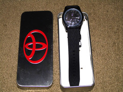 Toyota Logo Watch Never Worn With metal storage case Advertisement Black Mens