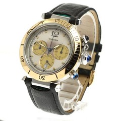 Cartier Pasha de Chronograph 38 W3101155 38mm SS Silver / Gold Dial Watch #C5888