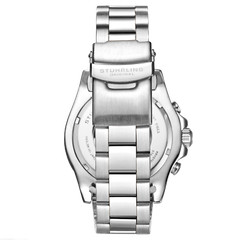 Stuhrling Men&rsquo;s Chronograph Diver White Dial Blue Bezel Silver Bracelet Watch