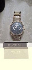 Elgin Men&rsquo;s Gold-Tone 295 Crystals Black Dial Watch – FG160030G