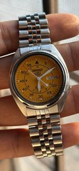 Seiko 5 Automatic 21 Jewels Japan Made Yellow Dial Watch For Mens