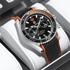 44MM QINGXIYA Quartz Diver Men&rsquo;s Watch Nylon 30M Waterproof Date Luminous NEW