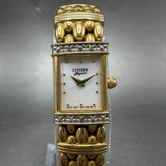 Citizen Elegance Tank Watch Women 13mm MOP Dial Gold Tone 5421-S64461 New Batt