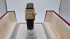 Must de Cartier Tank 18ct Gold on Sterling Silver Lady&rsquo;s Watch in Cartier Box.