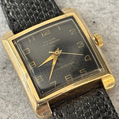 Vintage Elgin Gold Filled Square Art Deco Tank Wrist Watch Self Winding 30mm