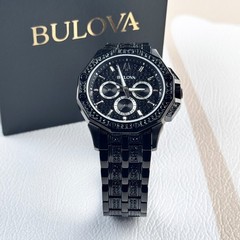 Bulova Men&rsquo;s Crystal Octava Black Pave Dial Chronograph Quartz Watch 98C134