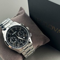 Bulova Wilton 96B288 Classic Black Dial Chronograph Quartz Men&rsquo;s Watch 46.5mm