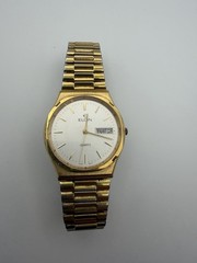 Elgin Quartz Men’s Dress Watch – Gold Tone Bracelet – Silver Dial – Day/Date