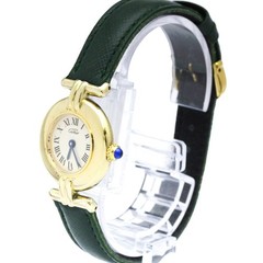 Cartier Must De Colisee 590002 Black Dial 21mm Quartz Womens Watch USED