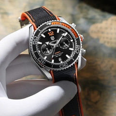 44MM QINGXIYA Quartz Diver Men&rsquo;s Watch Nylon 30M Waterproof Date Luminous NEW
