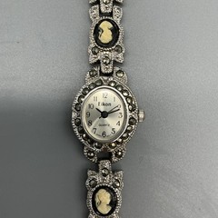 Eikon Womens Watch 13mm Silver Tone Cameo Marcasite Bracelet New Battery