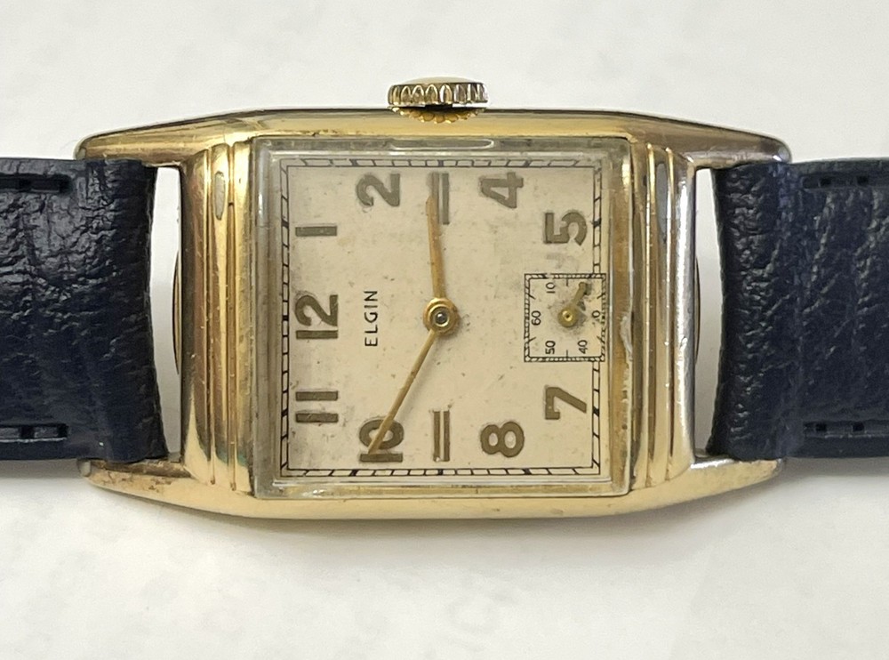 Vintage 1940s Elgin Men’s Tank Watch – 15 Jewels – 10K Gold Filled