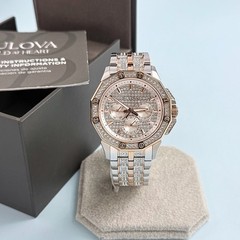 Men&rsquo;s Bulova 98C133 Octava Crystal White Dial Stainless Quartz Watch 41.5mm