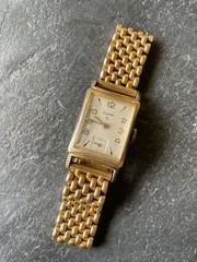 RUNS Elgin 673 Gold Filled Tank w/ GEMEX Beads of Rice BOR 16mm Art Deco Band
