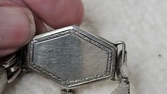 Art Deco Manfred 18KT White GF Mechanical Windup Ladies Watch-16 Jewels -WORKS