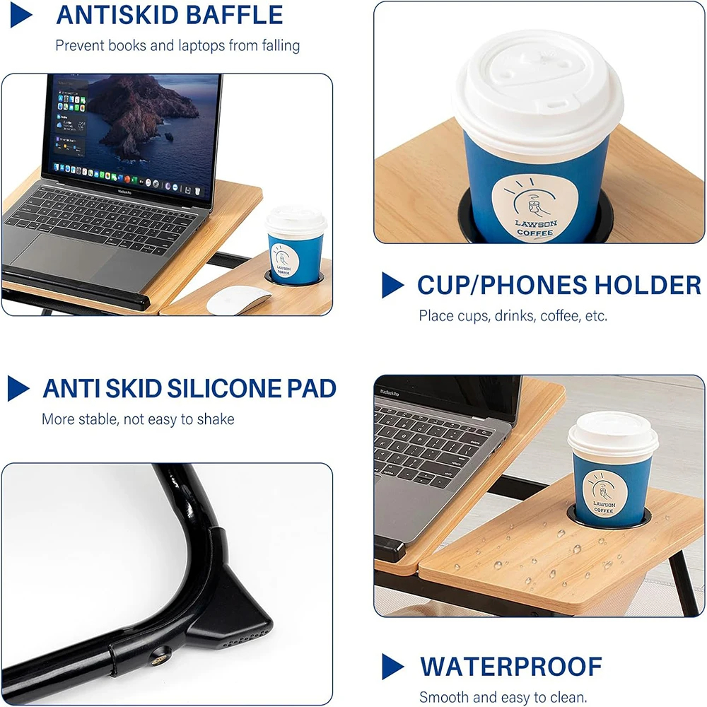 Table de Lit Pliable pour Ordinateur – Support Ergonomique avec Porte-Gobelet pour Canapé et Sol – Image 4