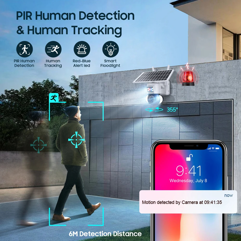 caméra de surveillance solaire extérieure