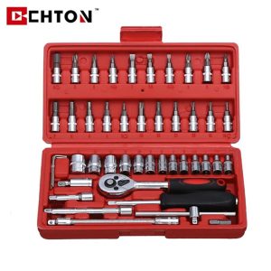 Coffret Clés à Cliquet 46 Pièces - Kit d'Outils Professionnel avec Mallette